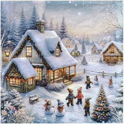 Serviettentechnik Motivserviette - 1 Stück - Decoupage Serviette 33x33 cm - Winter in backyard