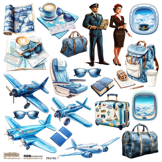AUFKLEBER ScrapLove Dekor Stickers - Travel 1 
