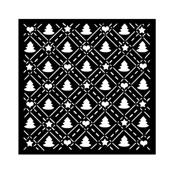 Schablone mix media 3D 18x18cm - Candy Christmas - Weihnachtsbaummuster - Stamperia 