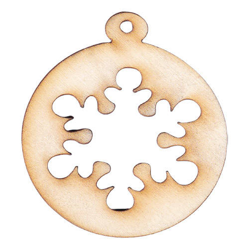 Holzkugel Anhänger Dekoration 6 cm Dekor - Schneeflocke
