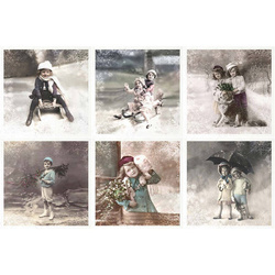 Reispapier-Set - ITD RSM087 vintage Kinder Winter