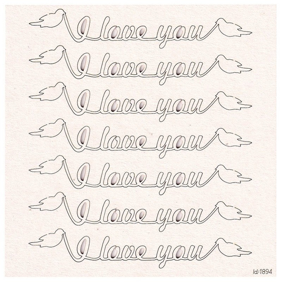 SCRAPINIEC Dekorpappe Die Cut Chipboard Dekoration Ornament, I love You