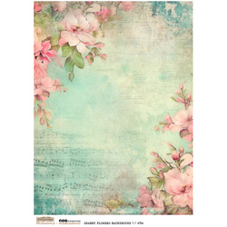 Reispapier Decoupage Bastelpapier A4 - Scraplove - Shabby Flowers Background 1