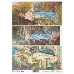 Reispapier für Decoupage, Frau, Dame, Frühling, Freunde A4 - R1706