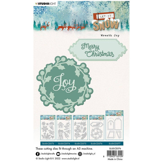 STUDIO LIGHT - Stanzform Präge Stanzschablone Cutting Die, Kranz Joy Let it Snow Girlande, Girlande, Etikett