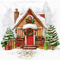 Serviettentechnik Motivserviette - 1 Stück - Decoupage Serviette 33x33 cm - Festive house