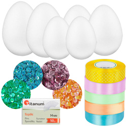 Kreativ-Set - Styroporeier, Bänder, Pailletten
