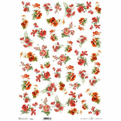 ITD Reispapier Decoupage Bastelpapier A3 Mohnblumen 0301L
