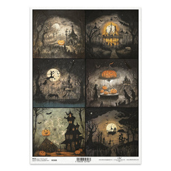 ITD Reispapier Decoupage Bastelpapier Serviettentechnik-R2508 dunkle Landschaft Karussell Schloss