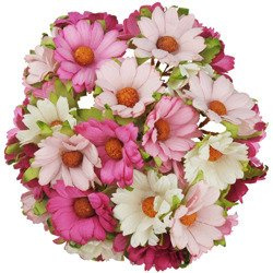 MARGERITEN 45mm 50Stk Scrapbooking Maulbeerpapier Blumen Flowers, rosa mix