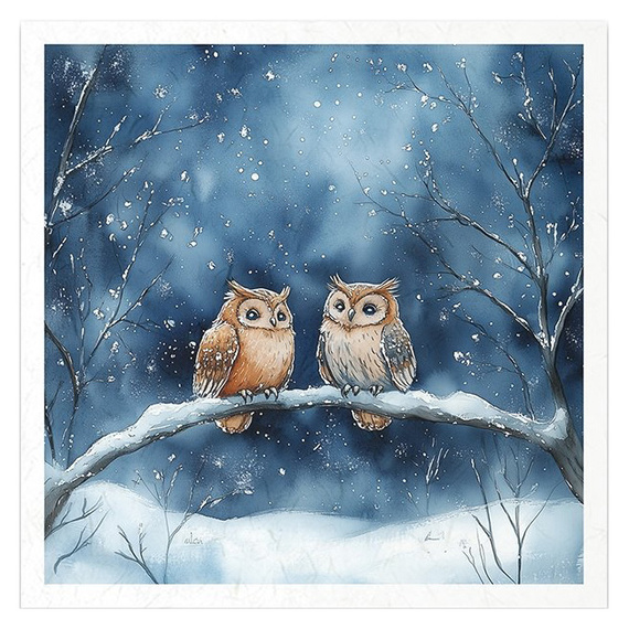 Reispapier-Set - Nachtlandschaft, Winterlandschaft, Eule, Fuchs, Kaninchen, Haus - RSM178 - Itd Collection