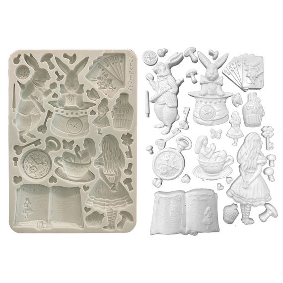 Silikonform Mold Gießen Mould - Alice in Christmas - Stamperia
