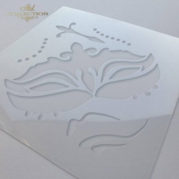 ITD Mixed Media Schablone STENCIL für Decoupage Scrapbooking 16x16, Karnevalsmaske ST0235