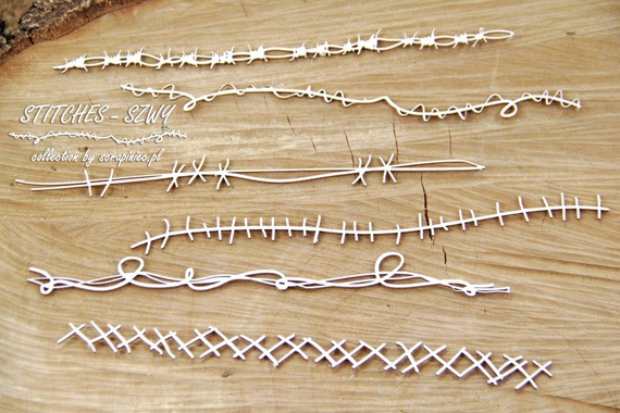 Dekorpappe Die Cut Chipboard - Stiche 01 - Scrapiniec