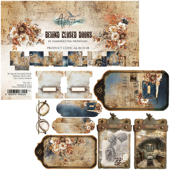 ALCHEMY OF ART Set 20x20cm Scrapbooking Papier, Behind Closed Doors