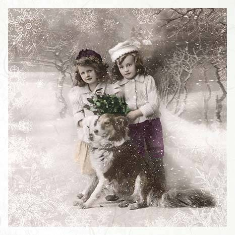 Reispapier-Set - ITD RSM087 vintage Kinder Winter