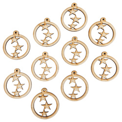 Holz-Christbaumanhänger Set 10 Stück - 3 Sterne - 6 cm