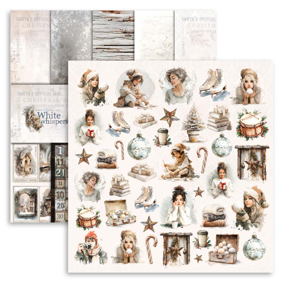Scrapbooking Papier Set 30x30 cm  - UHK Gallery - White Whispers