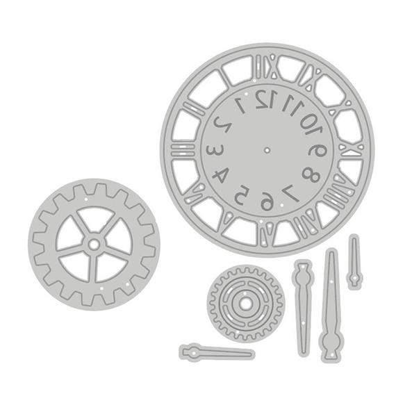 DPCRAFT Stanzform Präge Stanzschablone Cutting Die - Uhr und Rädchen