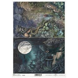 ITD Reispapier Decoupage Bastelpapier Serviettentechnik-R2320 Vampir, Vollmond, Dschungel, geheimnisvoller Wald