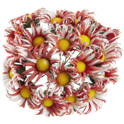 DAISY BLUMEN STOFFE 30mm 12Stk Scrapbooking Flowers, 2 Tone rot