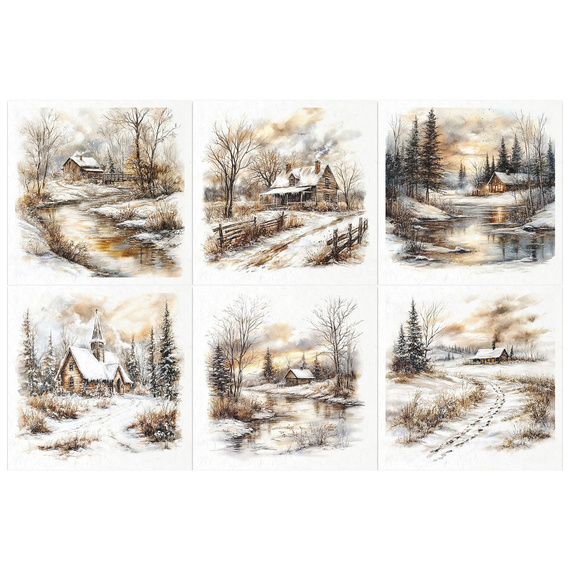 Reispapier-Set - Winterlandschaft, Berge, Natur, Hütten - RSM206 - Itd Collection