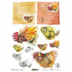 ITD Reispapier Decoupage Bastelpapier Softpapier Serviettentechnik, Hühner R1572