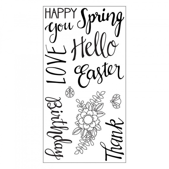 Sizzix Stempel - Frühlingssprüche - Beschriftung Ostern, Geburtstage