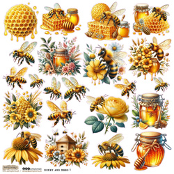 AUFKLEBER ScrapLove Dekor Stickers - Honey and Bees 1
