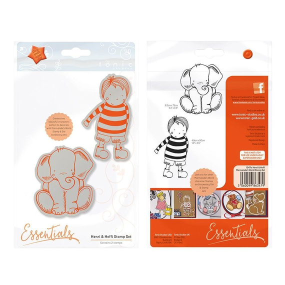 TONIC STUDIOS Gummistempel Stempel Motivstempel - Henri & Heffi, Junge und Elefant