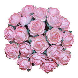ROSEN Mulberrypapier 20 mm – CLASSIC ROSES 2-farbig rosa und creme – Dekoblumen – 50 Stk.