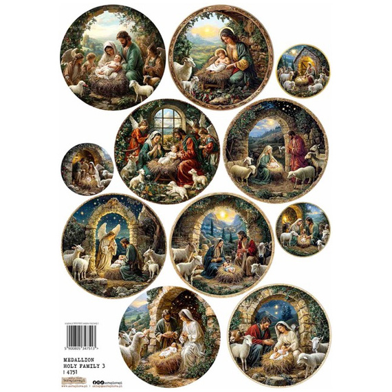 Reispapier A4 - ScrapLove - Medallion Holy Family 3 - Medaillons Heilige Familie
