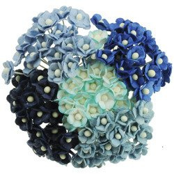 SWEETHEARTS Kleine Blumen 10mm 100Stk. Scrapbooking Maulbeerpapier, blau mix