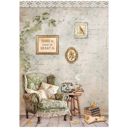 Reispapier Decoupage Bastelpapier Golden harmony A4 - Stamperia - Stuhl