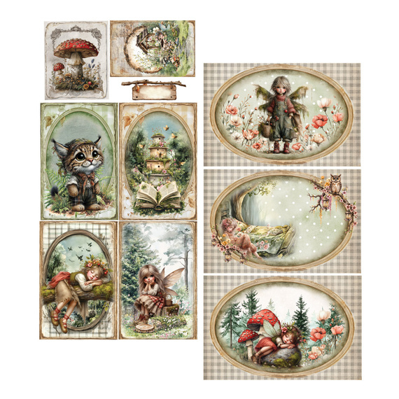 ALCHEMY OF ART Set 15x30cm Scrapbooking Papier, Friends of the Forest, Tiere