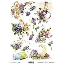 ITD Reispapier Decoupage Bastelpapier Serviettentechnik, R484 Osterblumen