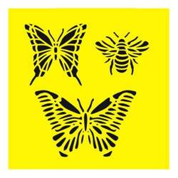 Mixed Media Schablone STENCIL für Decoupage Scrapbooking 16x16, Schmetterlinge