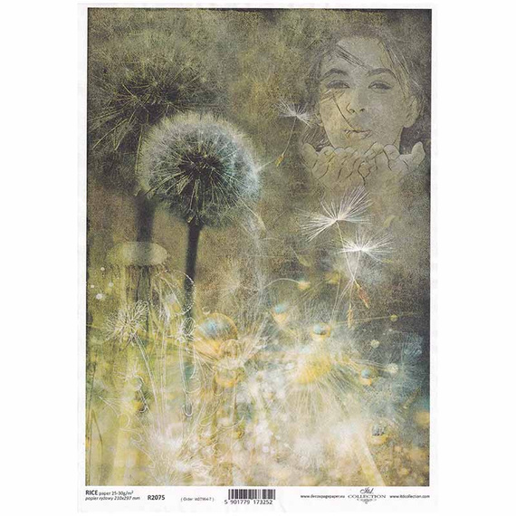 ITD Reispapier Decoupage Bastelpapier Gesicht einer Frau, Bläser R2075 