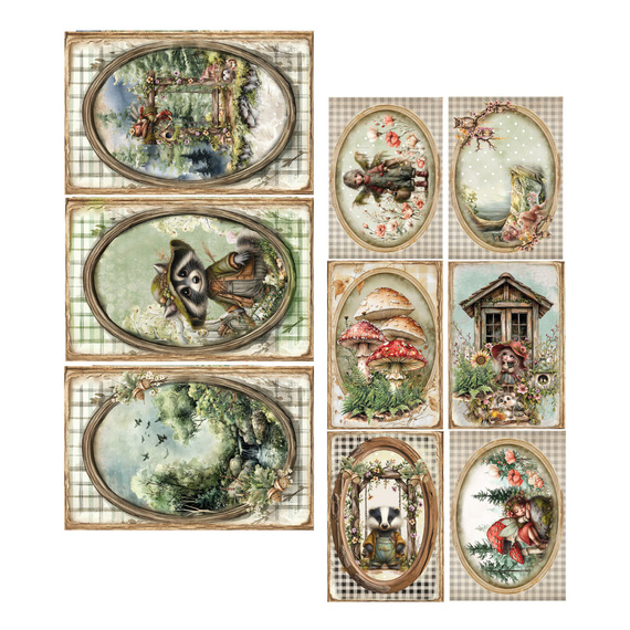 ALCHEMY OF ART Set 15x30cm Scrapbooking Papier, Friends of the Forest, Tiere