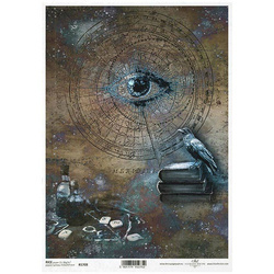 Reispapier für Decoupage Alchemie, Auge, Rabe, Bücher ITD-R1708, - A4 