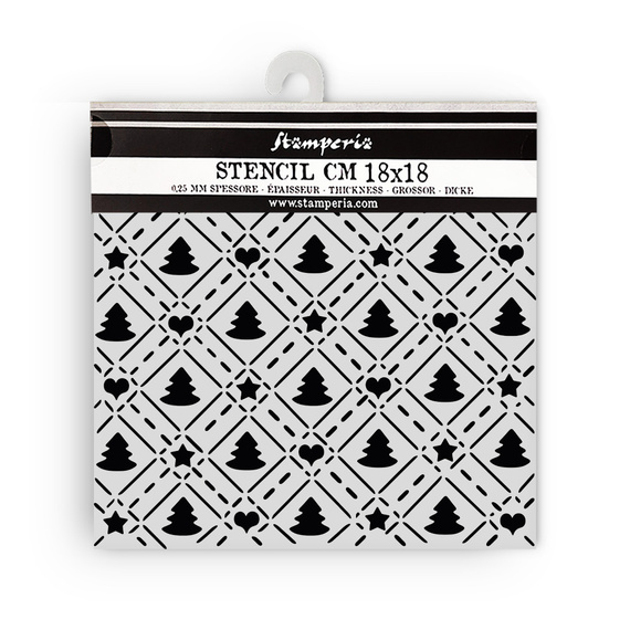 Schablone mix media 3D 18x18cm - Candy Christmas - Weihnachtsbaummuster - Stamperia 