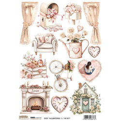 Reispapier Decoupage Bastelpapier A4 - Scraplove - Cozy Valentines 2