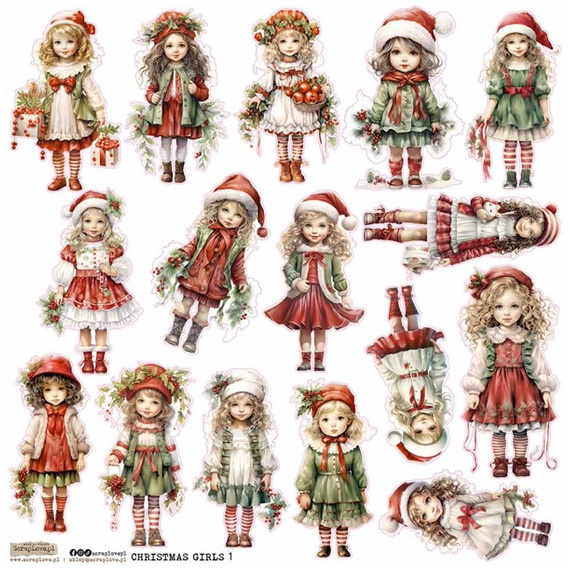 AUFKLEBER papier - ScrapLove - Christmas Girls 1 - Weihnachtsmädchen