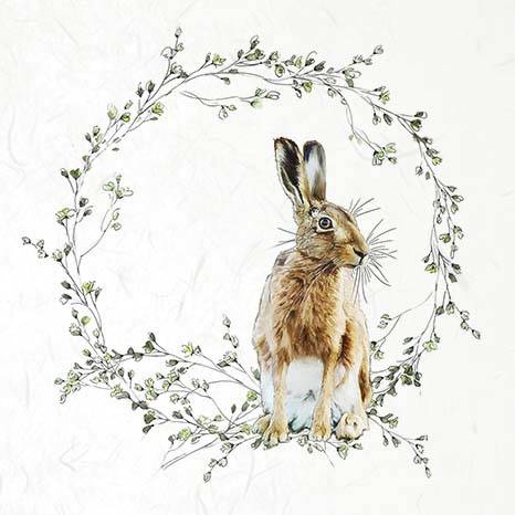 ITD - Reispapier-Set - RSM051 - Hasen mit Blumenkränzen