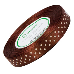 Gepunktetes Satinband 12mm 23m - braun