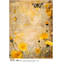 Reispapier Decoupage Bastelpapier A4 - Scraplove - Yellow Spring Background 3