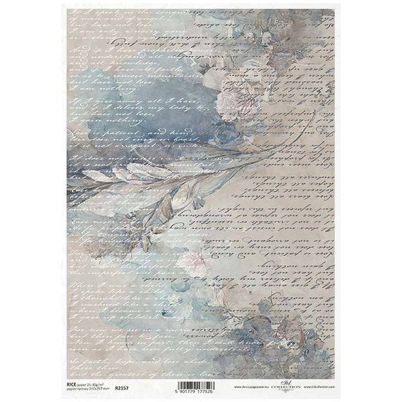 ITD Reispapier Decoupage Bastelpapier Softpapier Serviettentechnik, Blumen schreiben R2157
