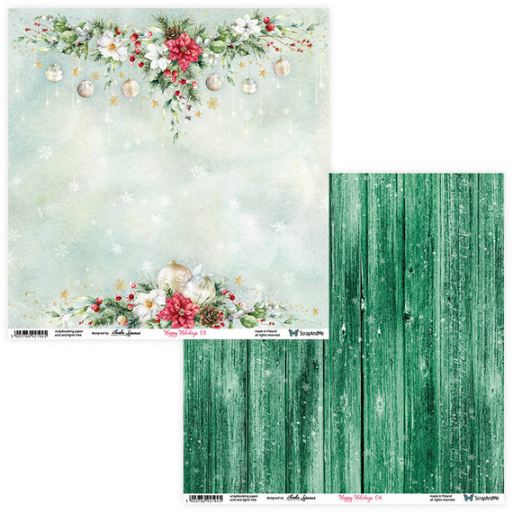 SCRAPandME 6Blatt 30x30cm doppelseitig Scrapbooking Papier 250g, Happy Holidays