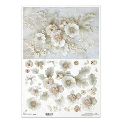 Reispapier Decoupage Bastelpapier für Decoupage A3 R1455L Blätter und Blumen 3D