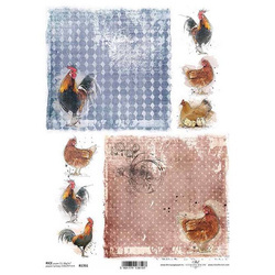ITD Reispapier Decoupage Bastelpapier Softpapier Serviettentechnik, Hühner R1351
